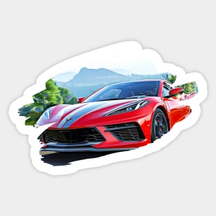 Corvette C8 Art Print Sticker